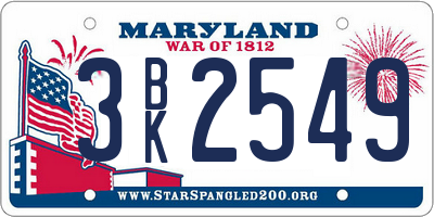 MD license plate 3BK2549