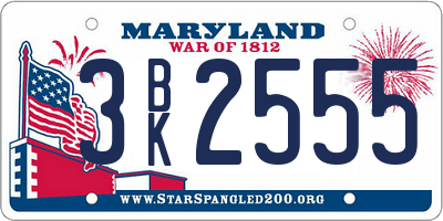 MD license plate 3BK2555
