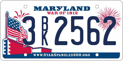 MD license plate 3BK2562