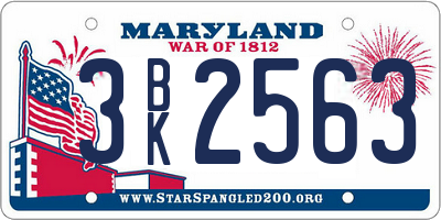 MD license plate 3BK2563