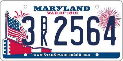 MD license plate 3BK2564