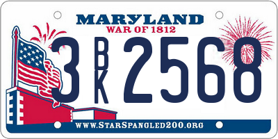MD license plate 3BK2568