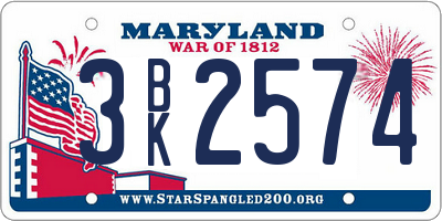 MD license plate 3BK2574