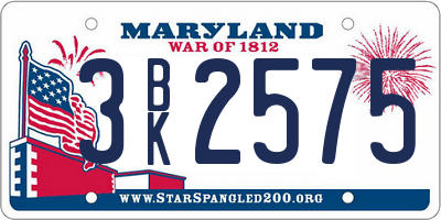 MD license plate 3BK2575