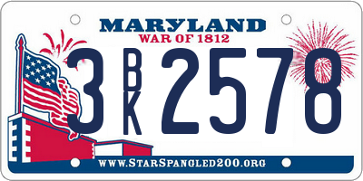MD license plate 3BK2578
