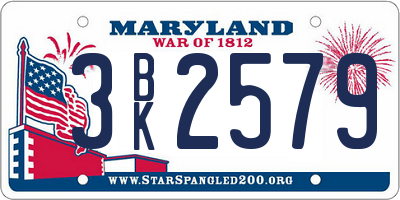 MD license plate 3BK2579