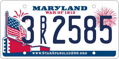 MD license plate 3BK2585