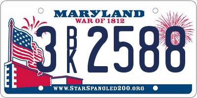 MD license plate 3BK2588