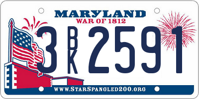 MD license plate 3BK2591