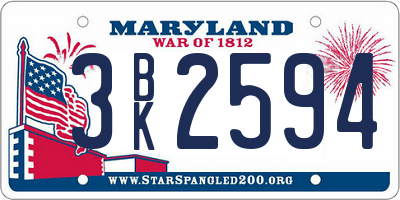 MD license plate 3BK2594