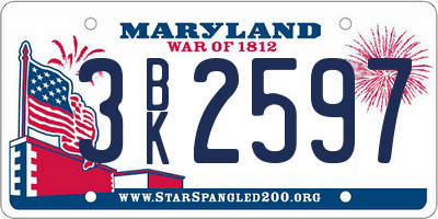 MD license plate 3BK2597