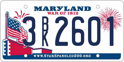 MD license plate 3BK2601