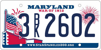 MD license plate 3BK2602