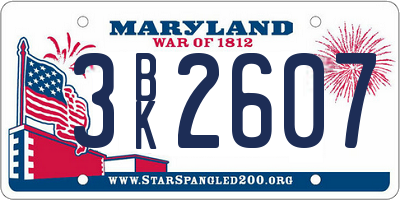 MD license plate 3BK2607
