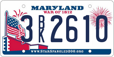 MD license plate 3BK2610