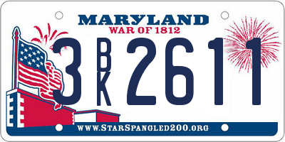 MD license plate 3BK2611