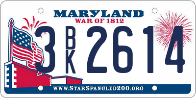 MD license plate 3BK2614