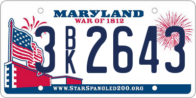 MD license plate 3BK2643