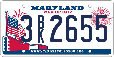 MD license plate 3BK2655