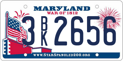 MD license plate 3BK2656