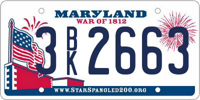 MD license plate 3BK2663