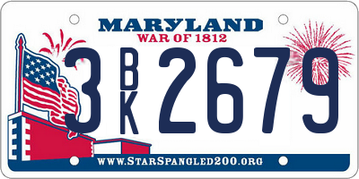 MD license plate 3BK2679
