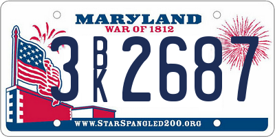 MD license plate 3BK2687