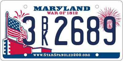 MD license plate 3BK2689