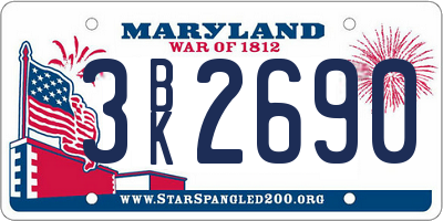 MD license plate 3BK2690