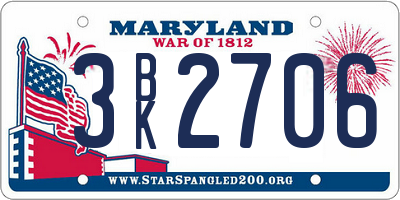 MD license plate 3BK2706