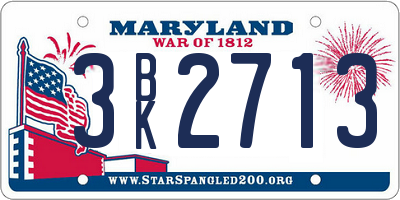 MD license plate 3BK2713