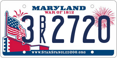 MD license plate 3BK2720