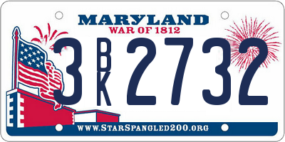 MD license plate 3BK2732