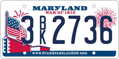 MD license plate 3BK2736