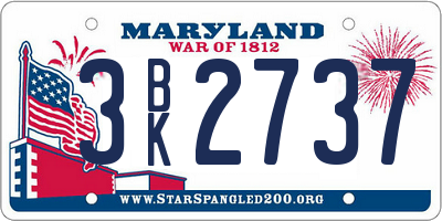 MD license plate 3BK2737