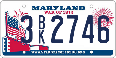 MD license plate 3BK2746