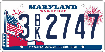MD license plate 3BK2747