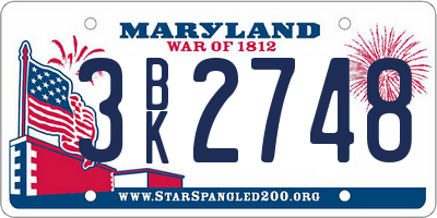 MD license plate 3BK2748