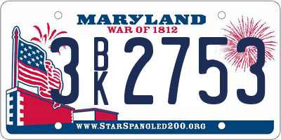 MD license plate 3BK2753