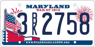 MD license plate 3BK2758