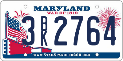 MD license plate 3BK2764