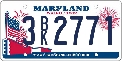 MD license plate 3BK2771