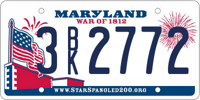 MD license plate 3BK2772