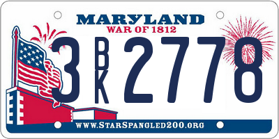 MD license plate 3BK2778