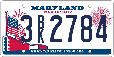 MD license plate 3BK2784