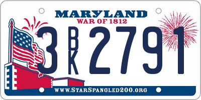 MD license plate 3BK2791