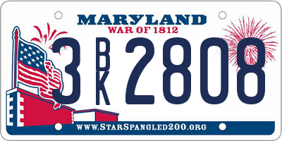 MD license plate 3BK2808
