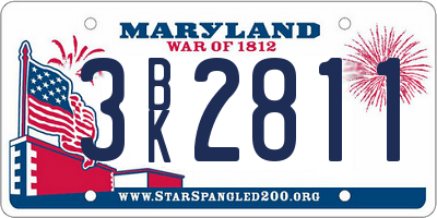 MD license plate 3BK2811