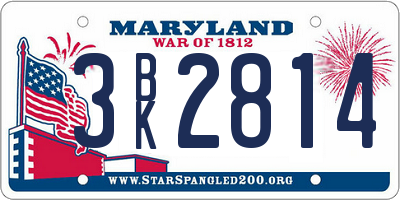 MD license plate 3BK2814