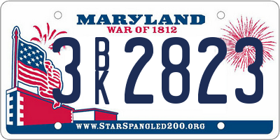 MD license plate 3BK2823